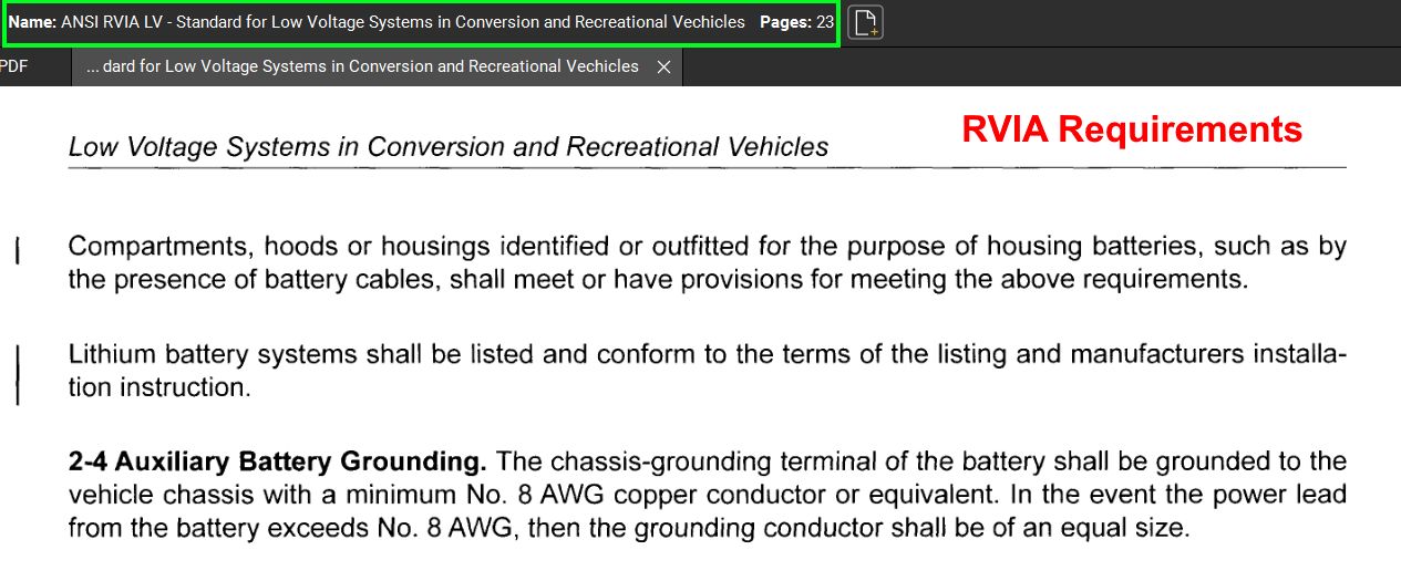 RVIA Required Frame Bonding